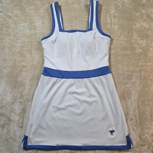 White and Blue Tennis Dress Skirt Sz M Spandex Nylon Active
